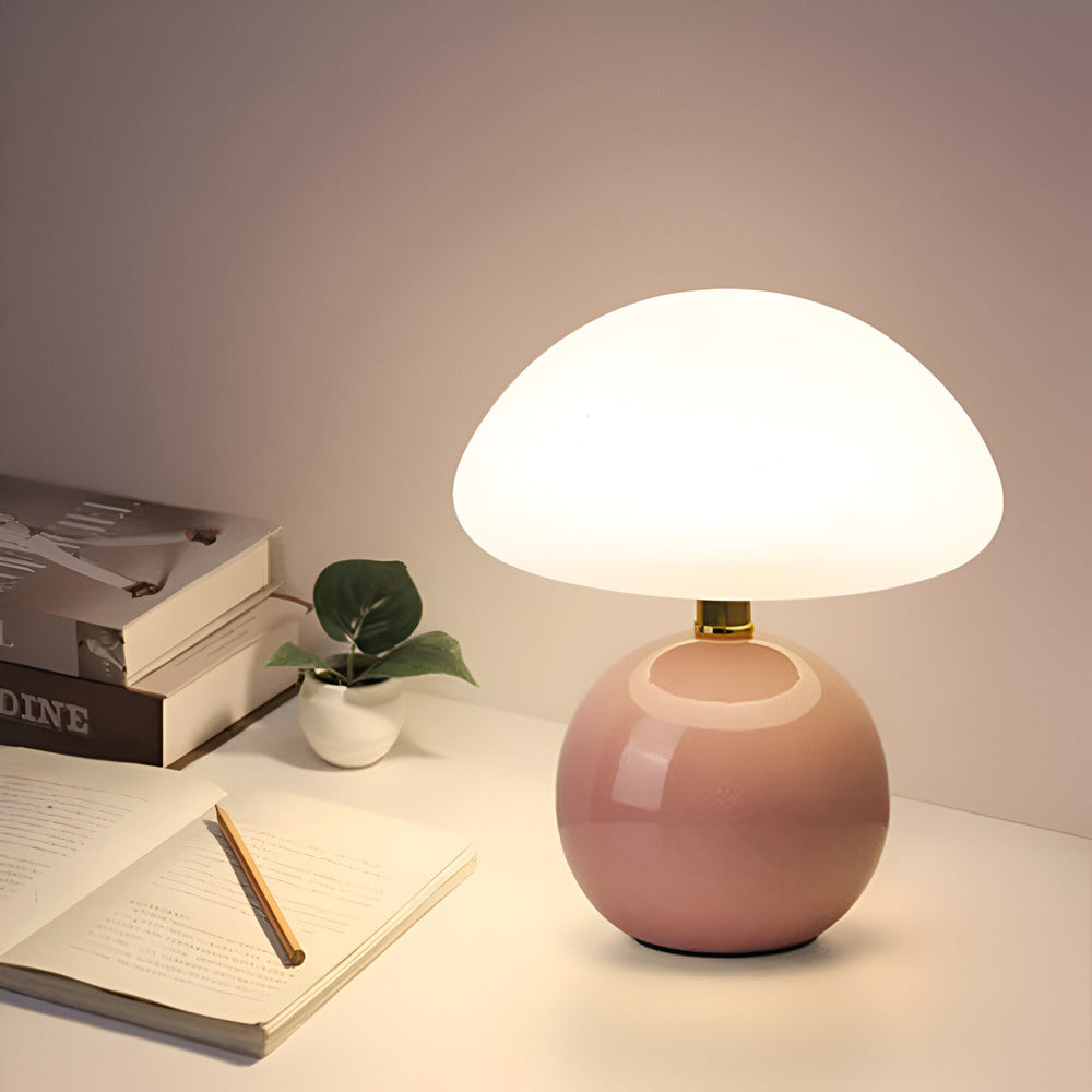 Mushora – Lampe de table inspirée du Bauhaus en forme de champignon avec 3 couleurs LED