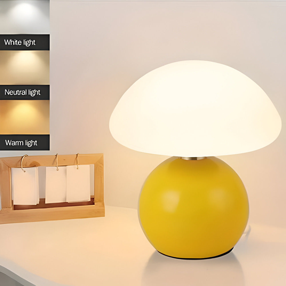 Mushora – Lampe de table inspirée du Bauhaus en forme de champignon avec 3 couleurs LED