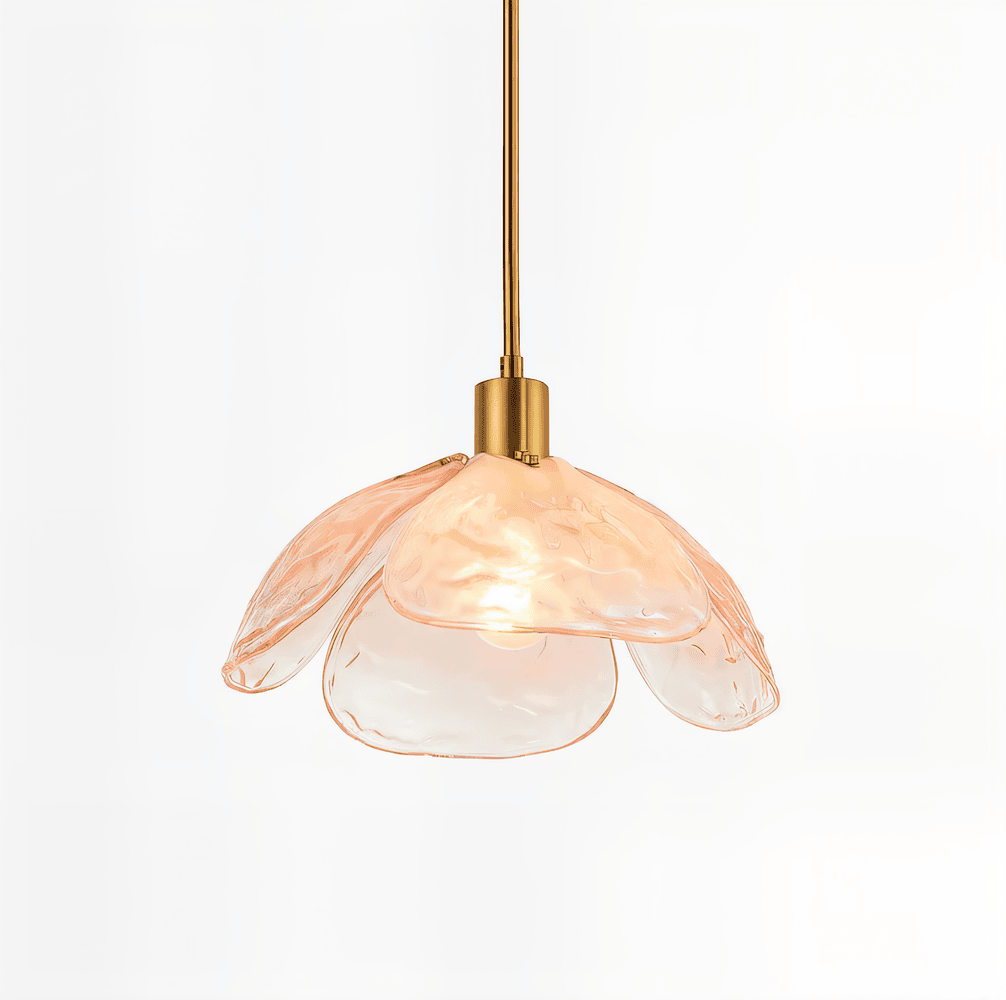 Suspension en verre coloré – design floral avec lumière LED