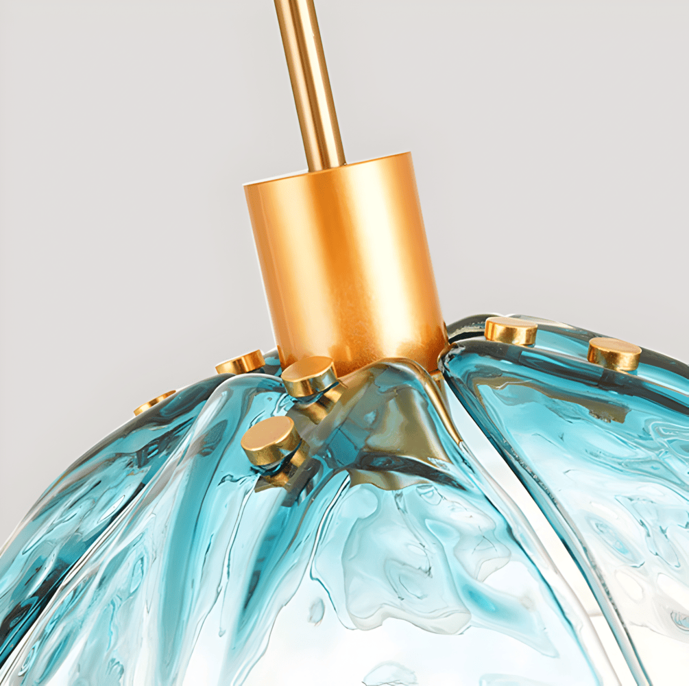 Suspension en verre coloré – design floral avec lumière LED