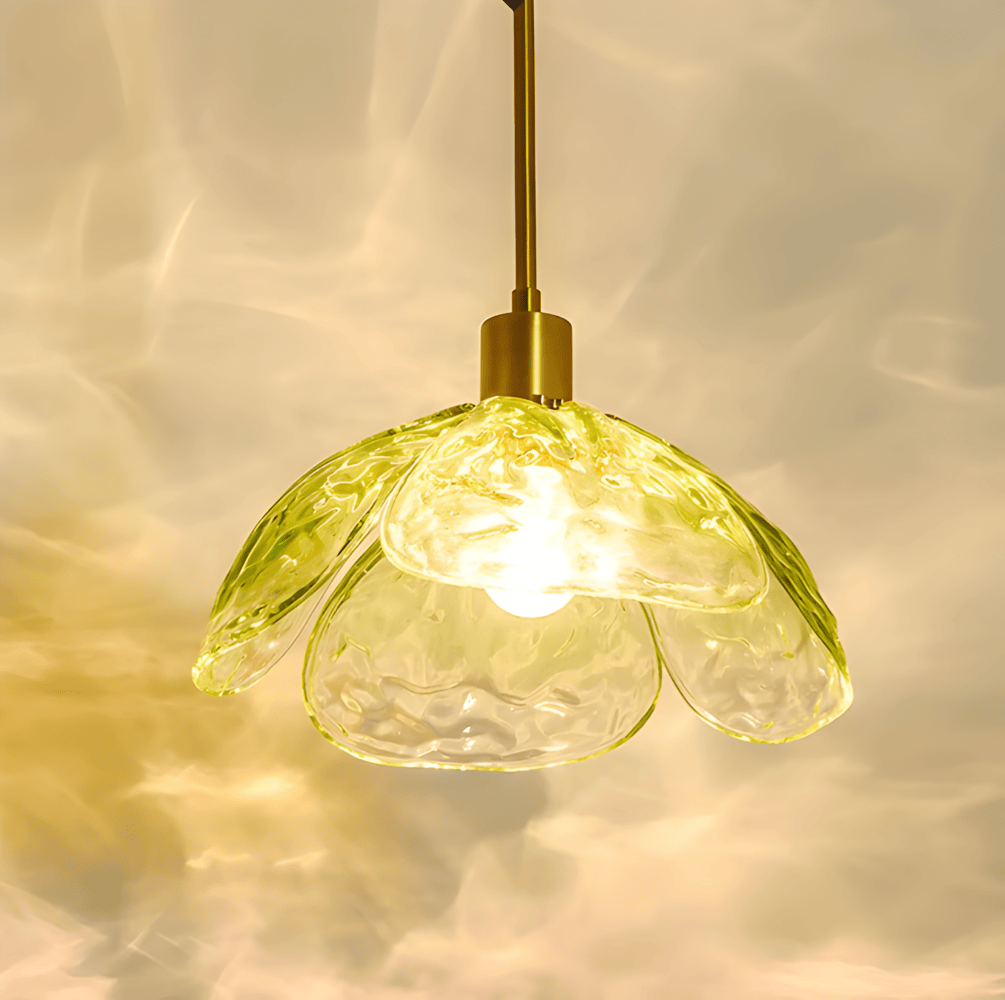 Suspension en verre coloré – design floral avec lumière LED