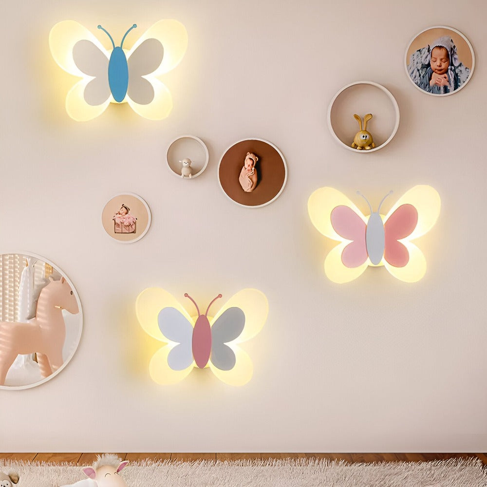 Lampe murale LED avec design de papillon – lampe colorée pour enfants