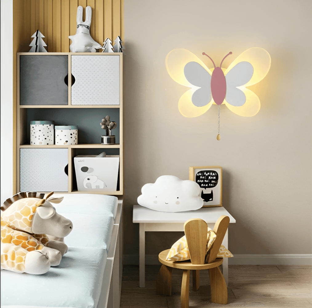 Lampe murale LED avec design de papillon – lampe colorée pour enfants