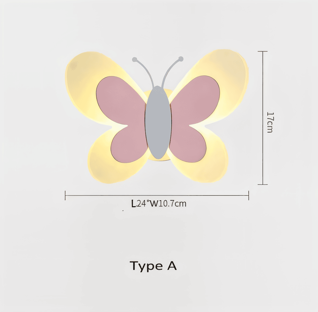 Lampe murale LED avec design de papillon – lampe colorée pour enfants