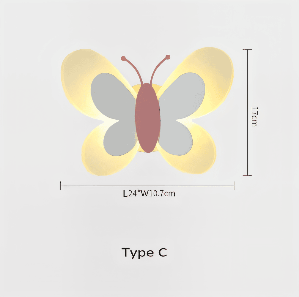 Lampe murale LED avec design de papillon – lampe colorée pour enfants