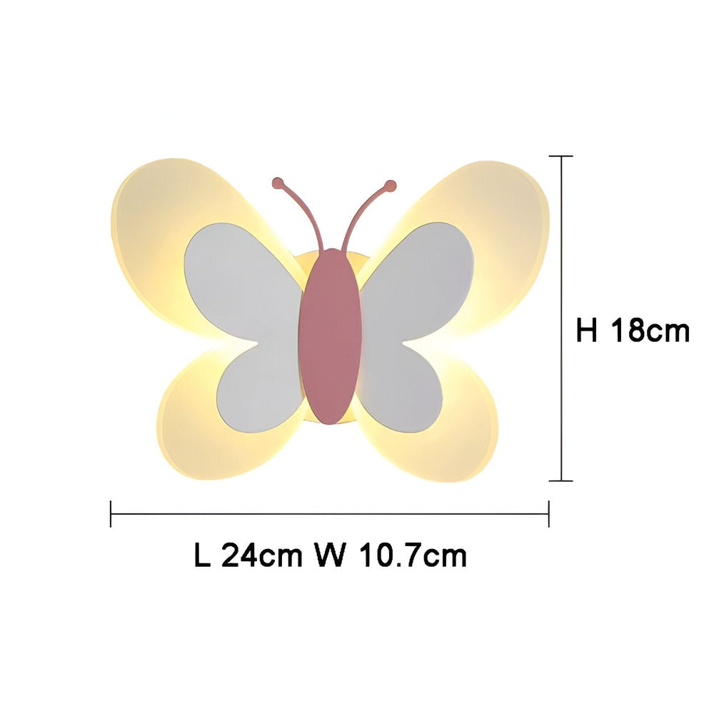 Lampe murale LED avec design de papillon – lampe colorée pour enfants