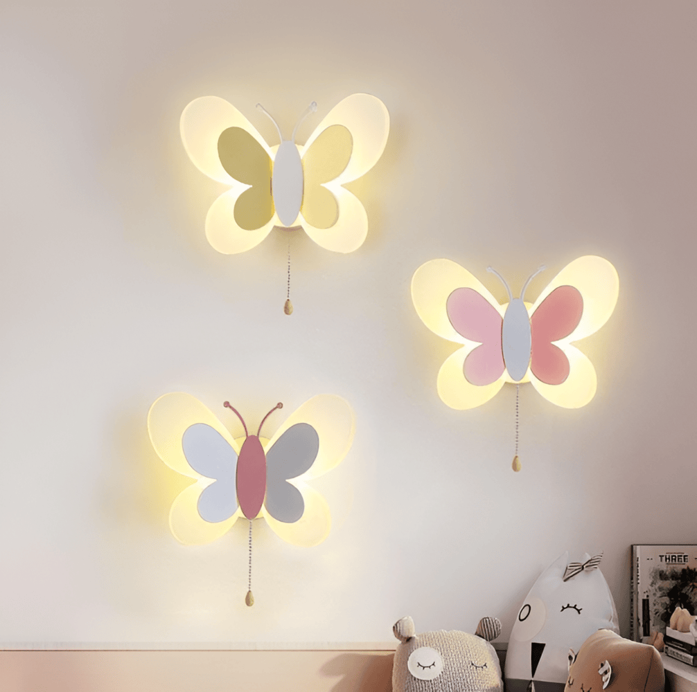 Lampe murale LED avec design de papillon – lampe colorée pour enfants