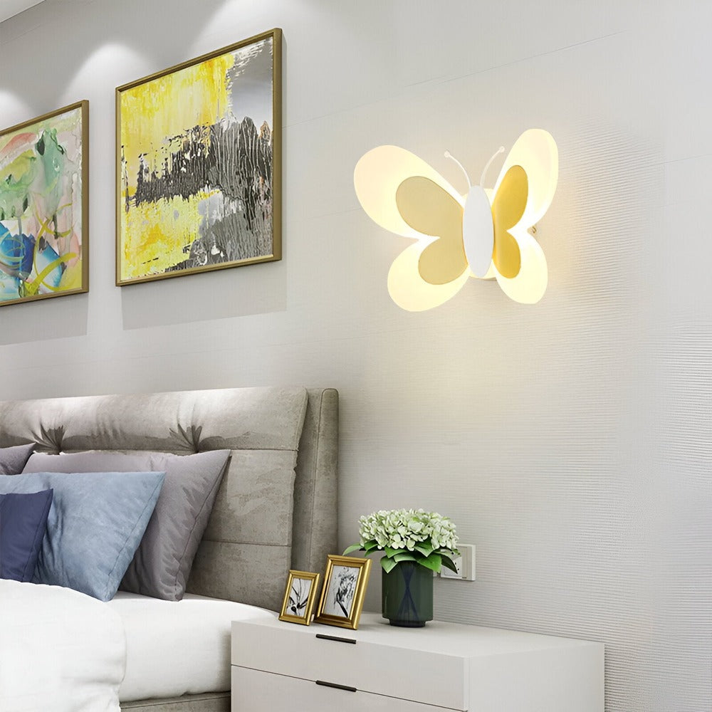 Lampe murale LED avec design de papillon – lampe colorée pour enfants