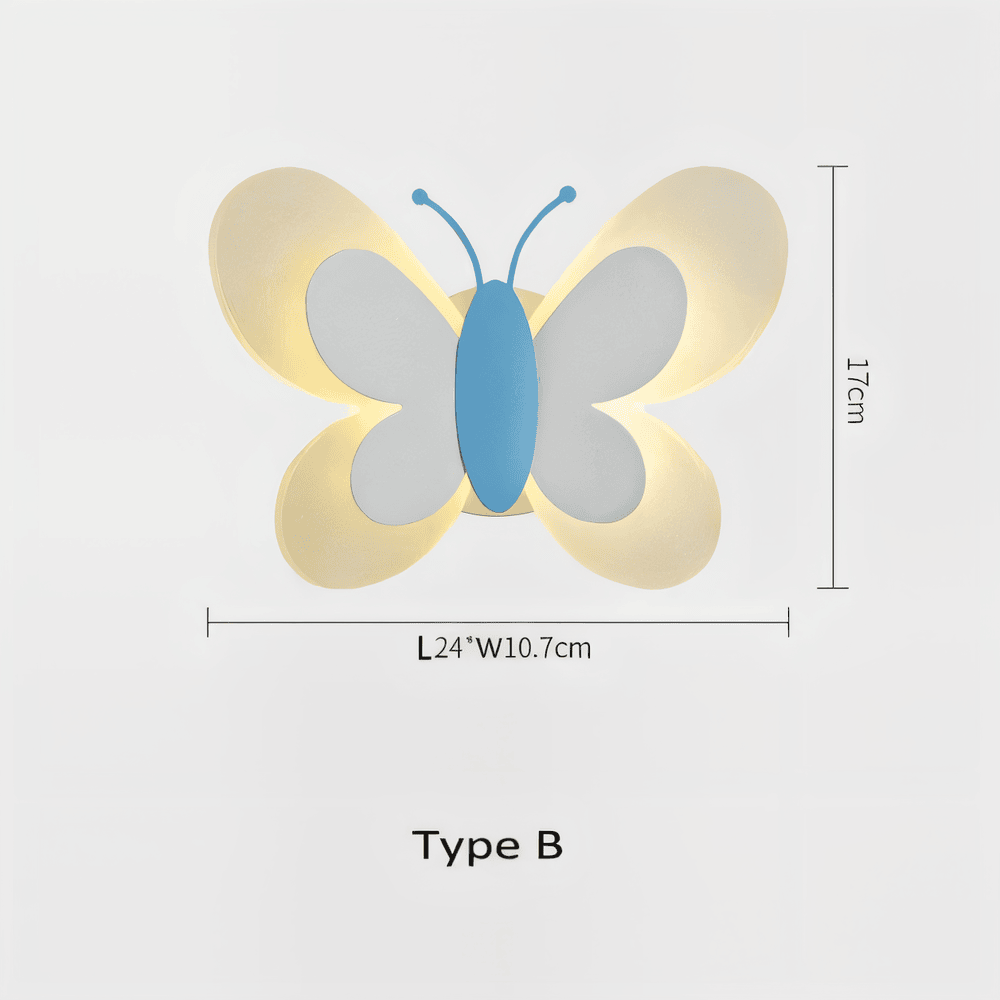 Lampe murale LED avec design de papillon – lampe colorée pour enfants