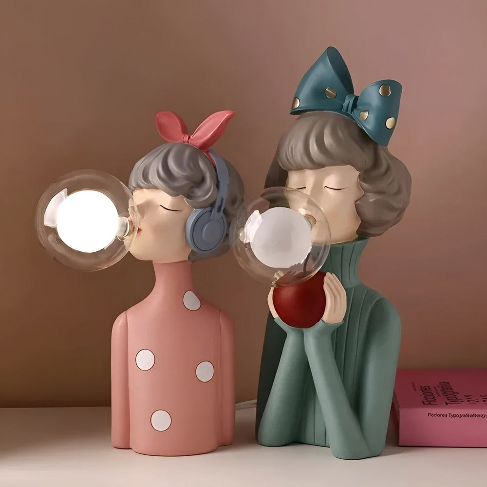 BubbleFairies Lampe de Table - Charmante Quatuor de Statues de Filles Dessinées