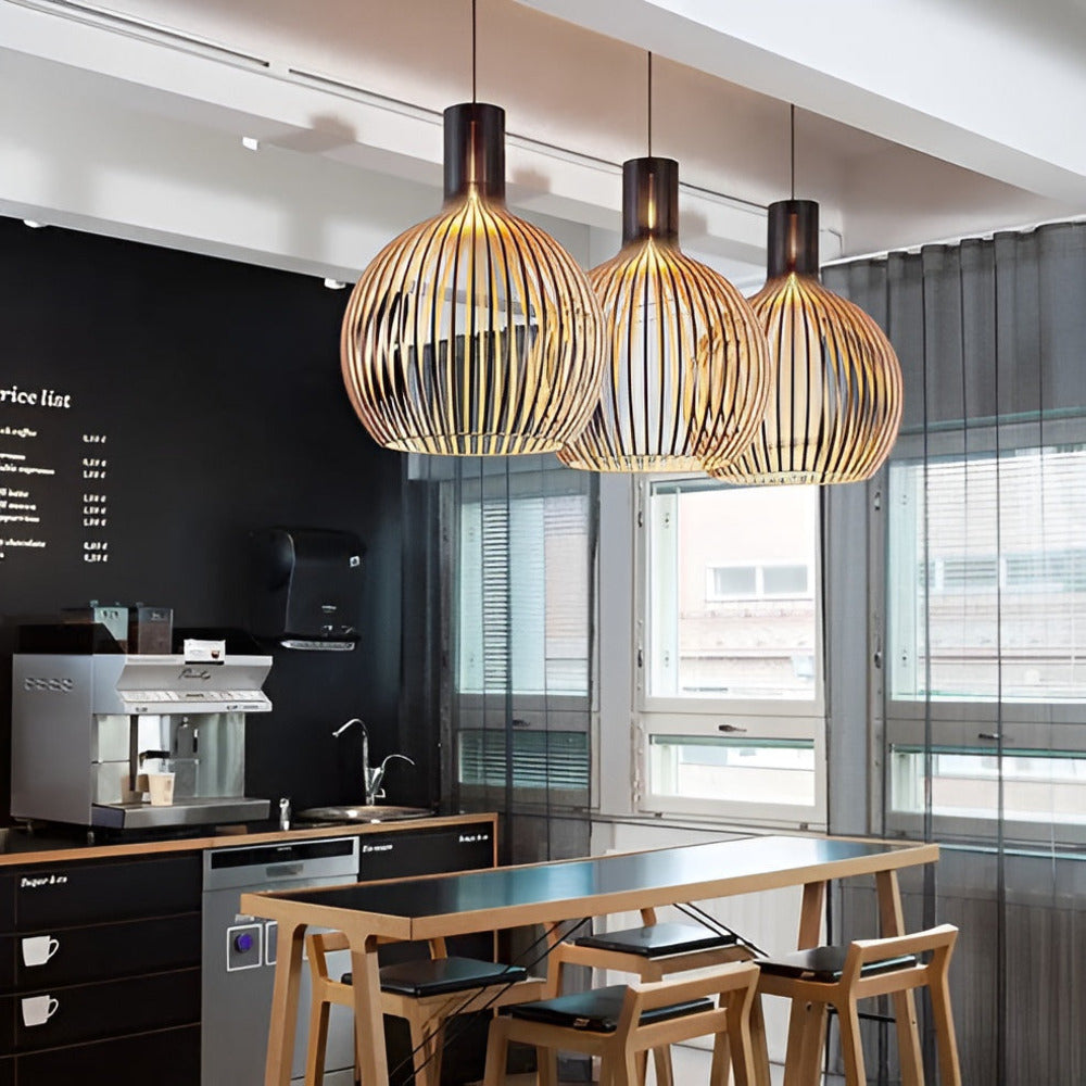 Lampe Suspendue Nordic Wood – Lampe Vintage en Bois avec Design Rustique pour le Salon