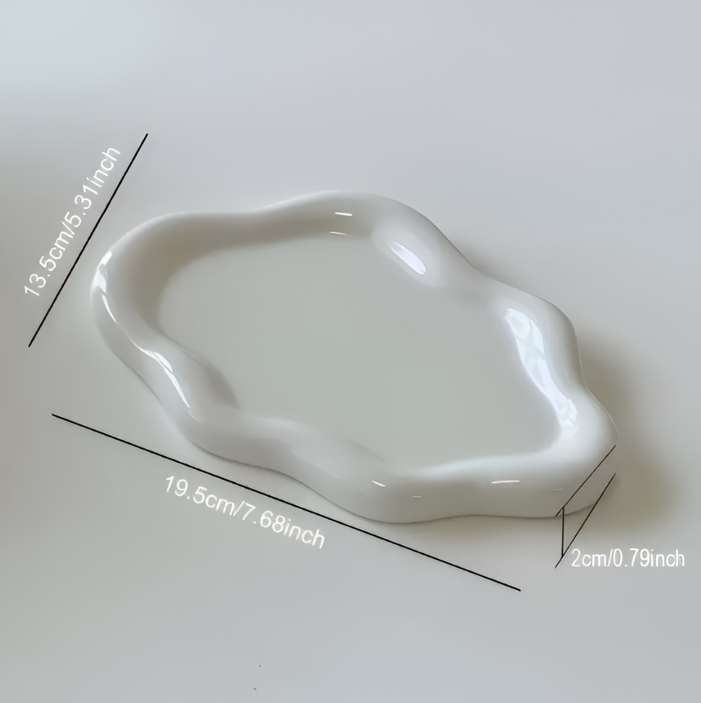 CeraCloud Plateau - Élégant Plateau à Bijoux Blanc - Plateau en Céramique Multifonctionnel