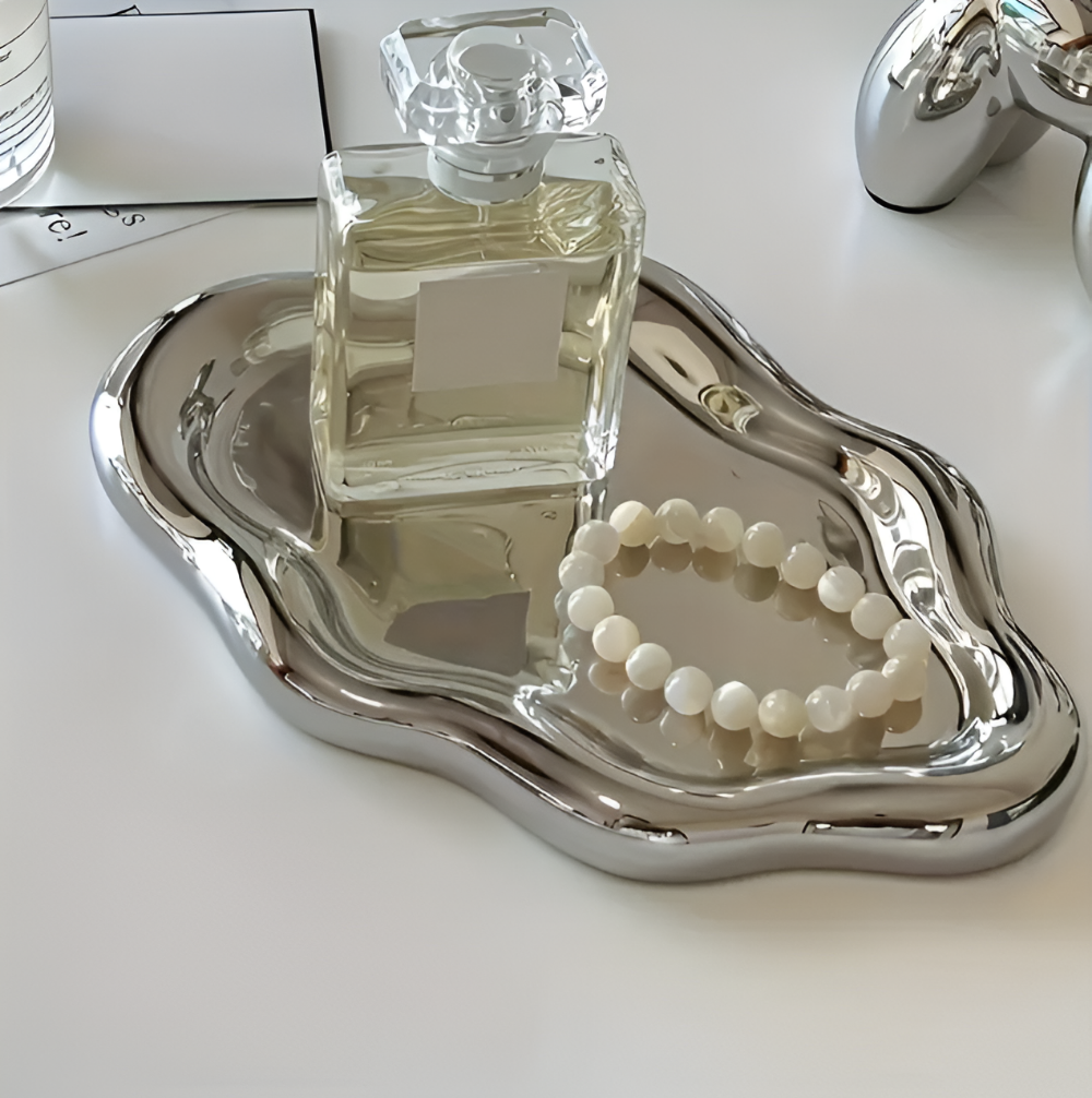CeraCloud Plateau - Élégant Plateau à Bijoux Blanc - Plateau en Céramique Multifonctionnel