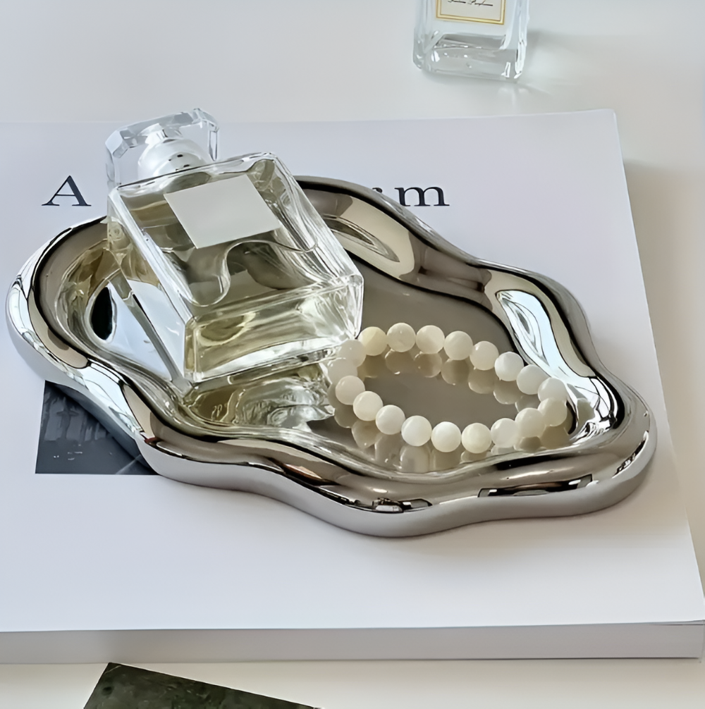 CeraCloud Plateau - Élégant Plateau à Bijoux Blanc - Plateau en Céramique Multifonctionnel
