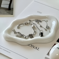 CeraCloud Plateau - Élégant Plateau à Bijoux Blanc - Plateau en Céramique Multifonctionnel