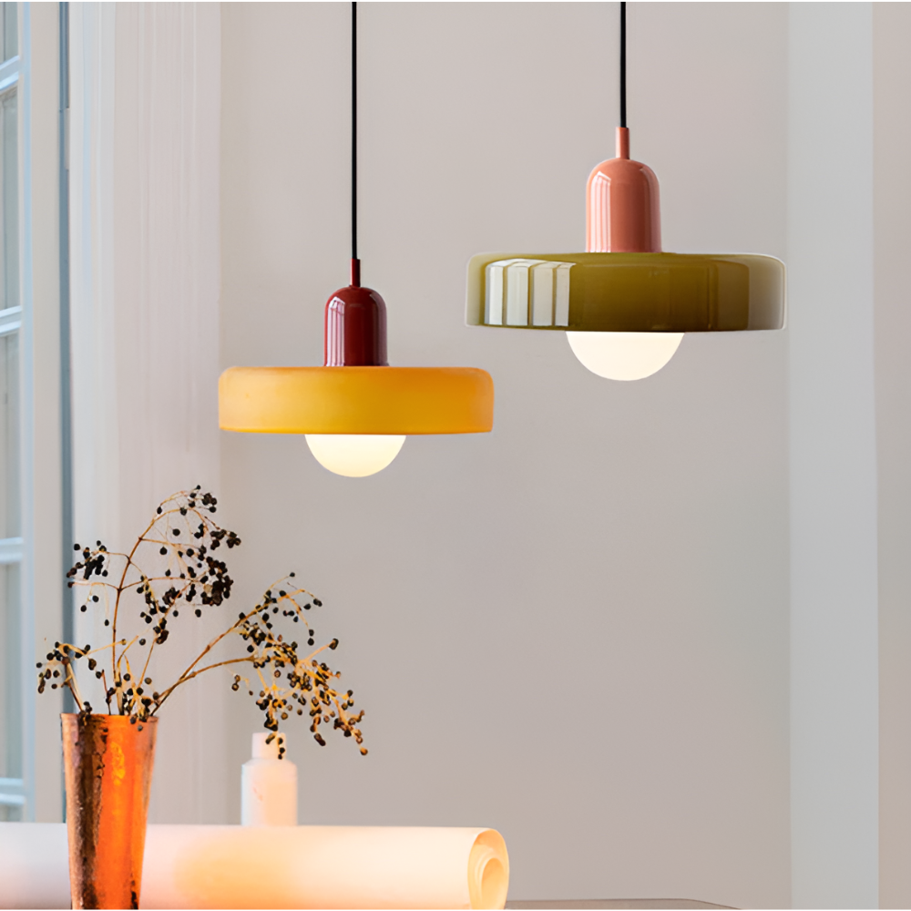 LustraGlow – Lampe Suspendue en Verre à Couleurs Ajustables