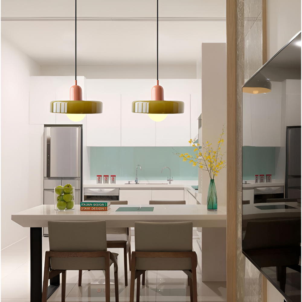 LustraGlow – Lampe Suspendue en Verre à Couleurs Ajustables