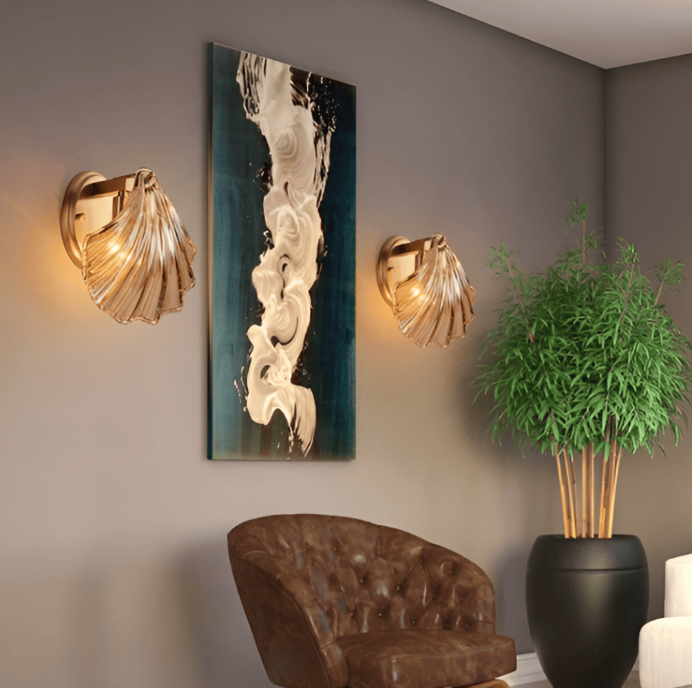 Applique murale en verre et laiton – design minimaliste avec éclairage chaleureux
