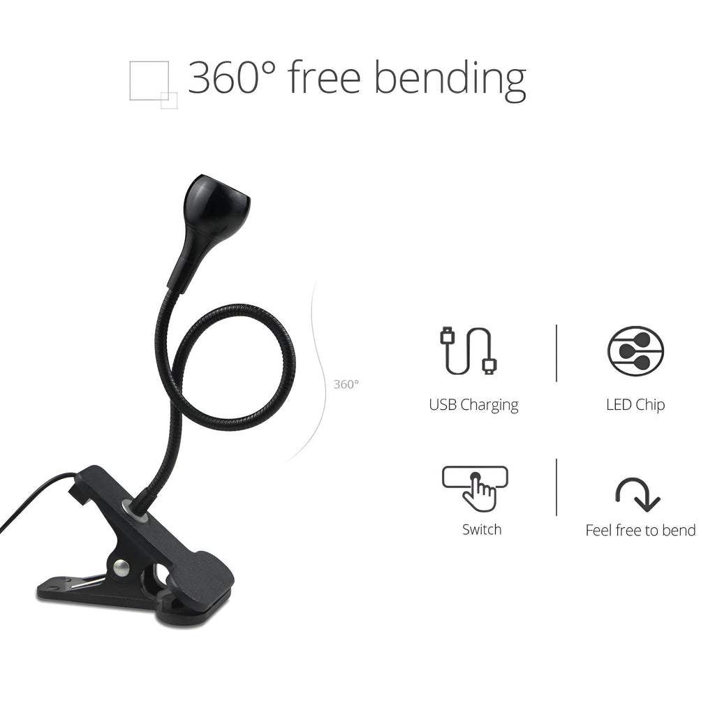 Lampe de bureau avec pince – lampe LED flexible 360° USB