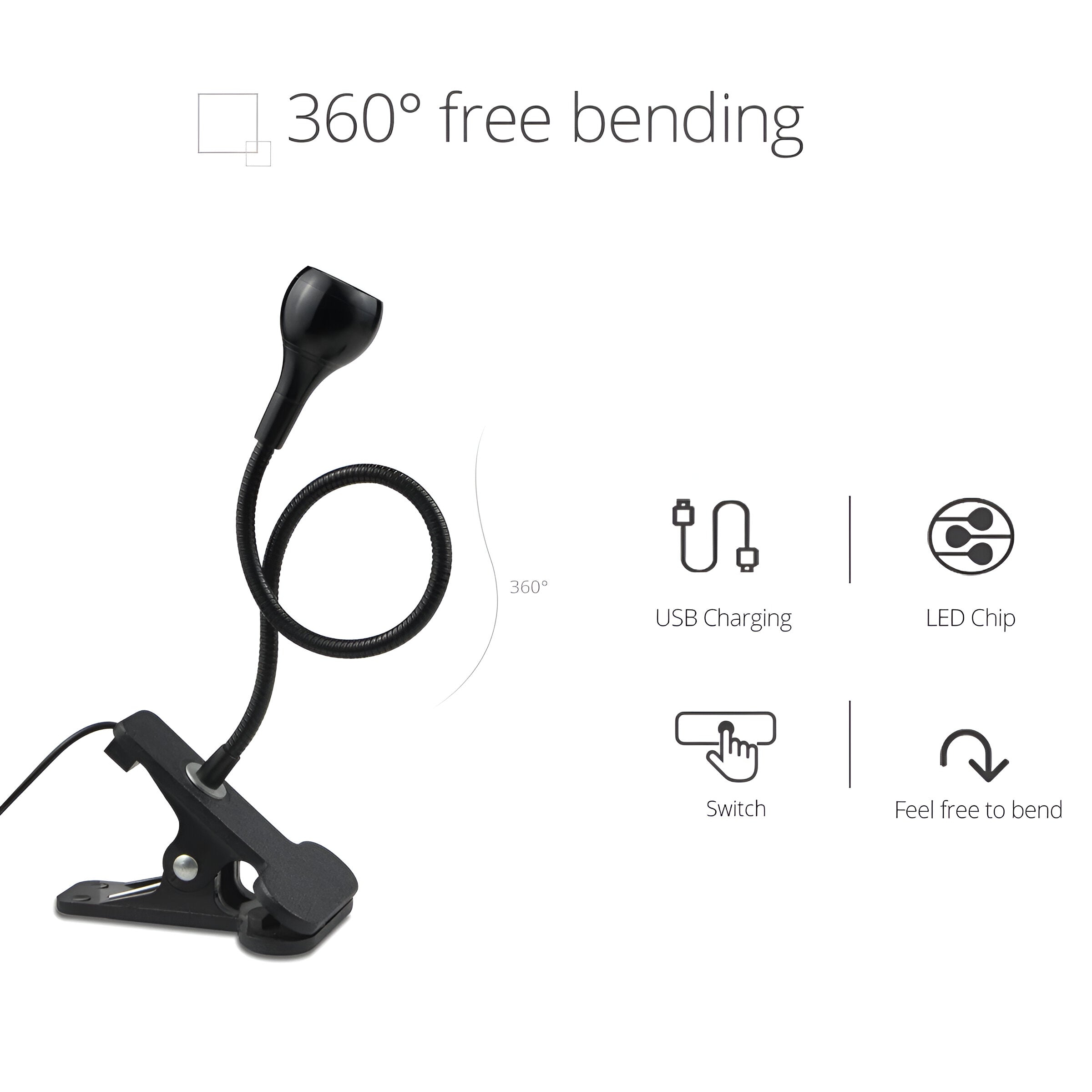Lampe de bureau avec pince – lampe LED flexible 360° USB