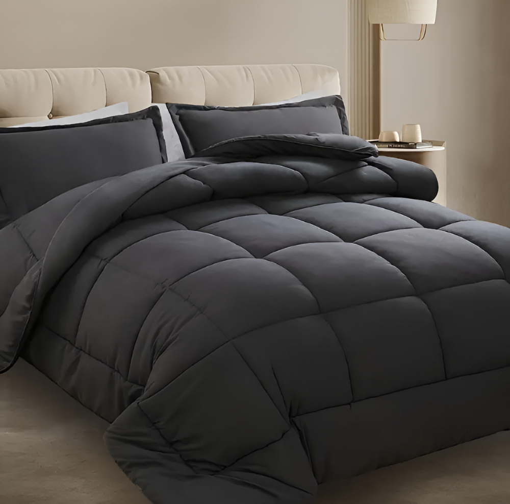 CoziPlain Couette en Polyester – Couette à carreaux élégante pour toutes les saisons