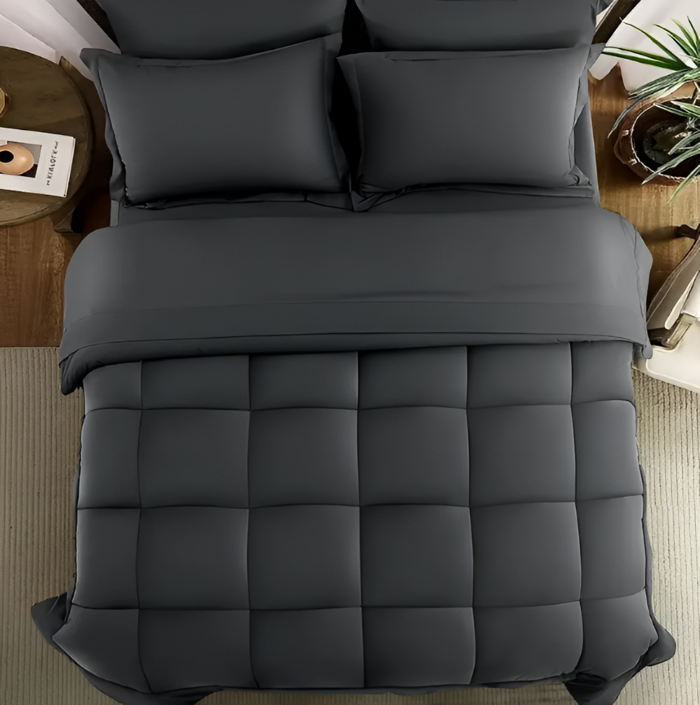 CoziPlain Couette en Polyester – Couette à carreaux élégante pour toutes les saisons