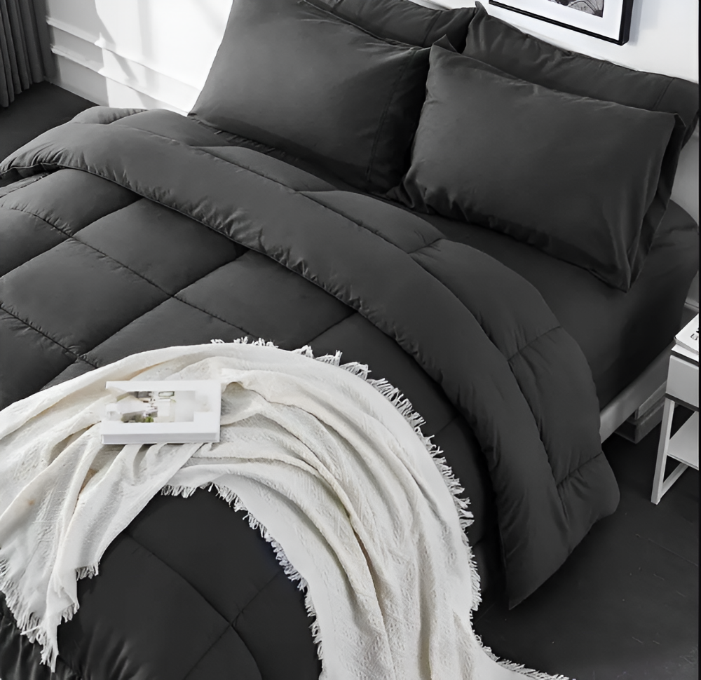 CoziPlain Couette en Polyester – Couette à carreaux élégante pour toutes les saisons