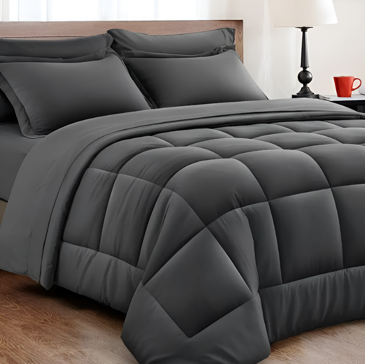 CoziPlain Couette en Polyester – Couette à carreaux élégante pour toutes les saisons