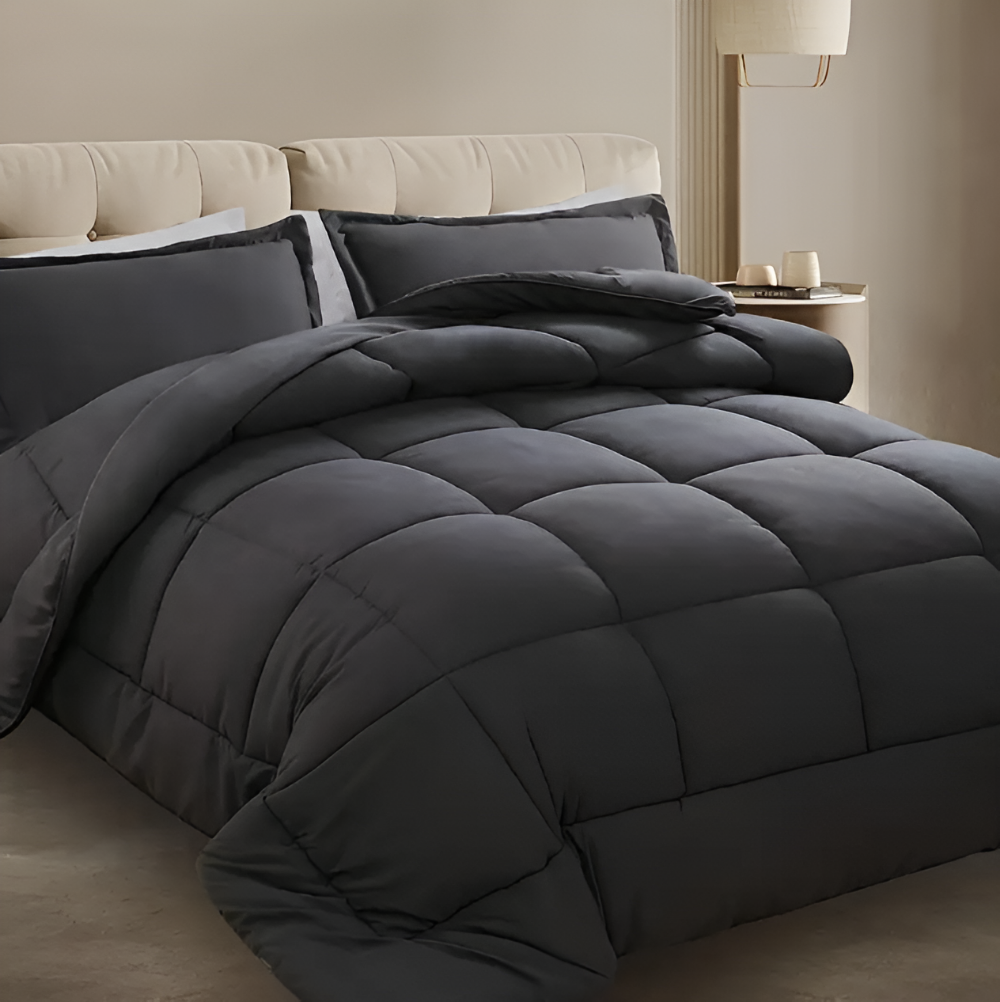 CoziPlain Couette en Polyester – Couette à carreaux élégante pour toutes les saisons
