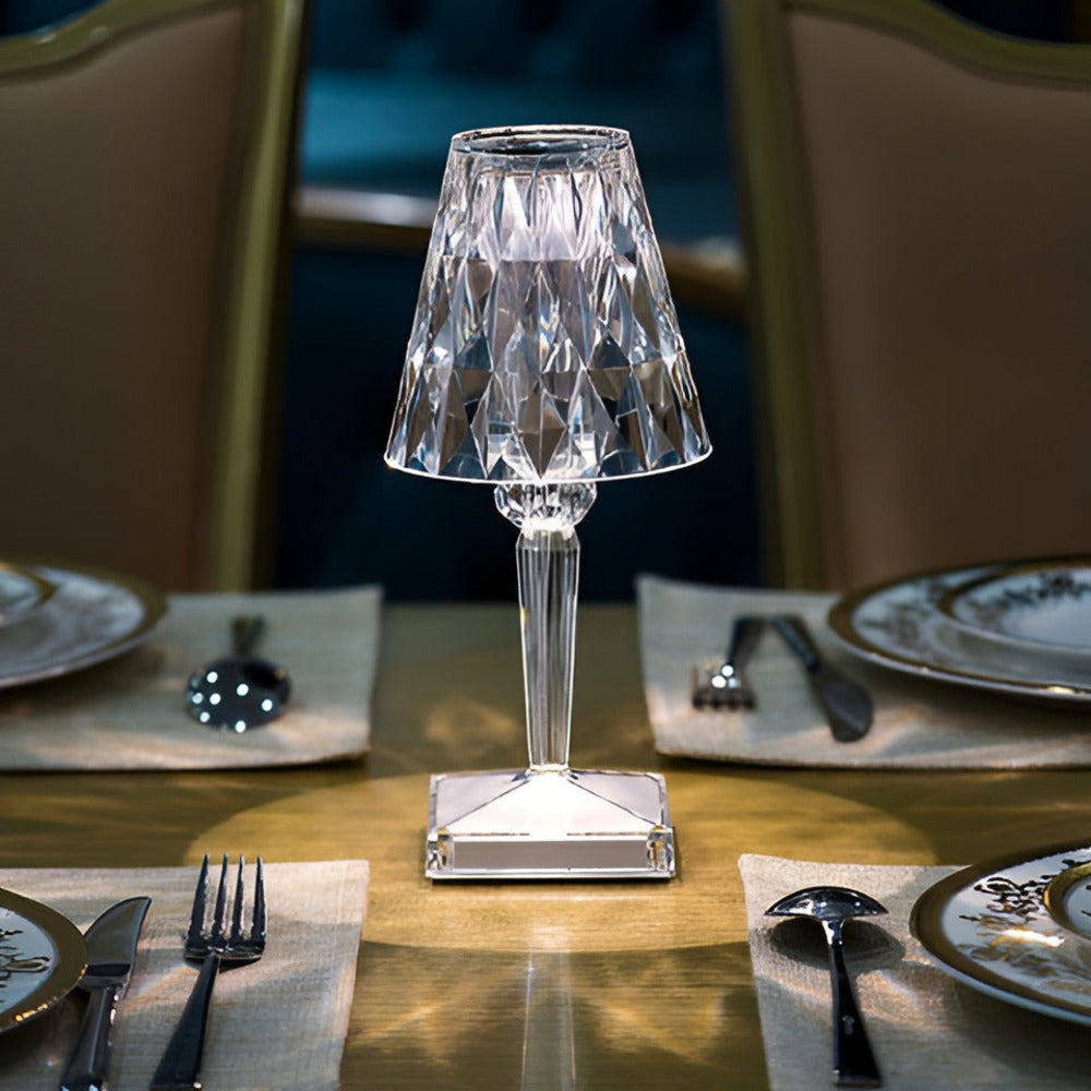 CrystalGlow - Lampe de bureau LED avec projection de cristal Lampe de nuit