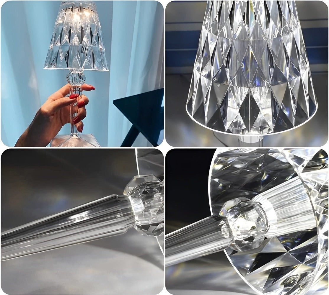 CrystalGlow - Lampe de bureau LED avec projection de cristal Lampe de nuit