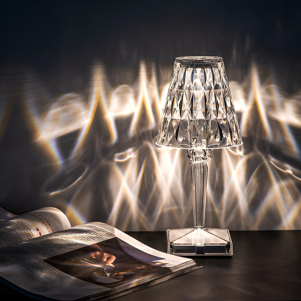 CrystalGlow - Lampe de bureau LED avec projection de cristal Lampe de nuit