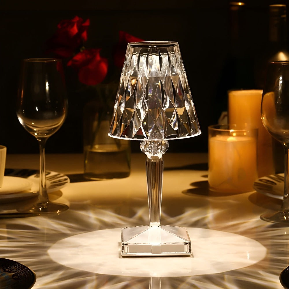 CrystalGlow - Lampe de bureau LED avec projection de cristal Lampe de nuit