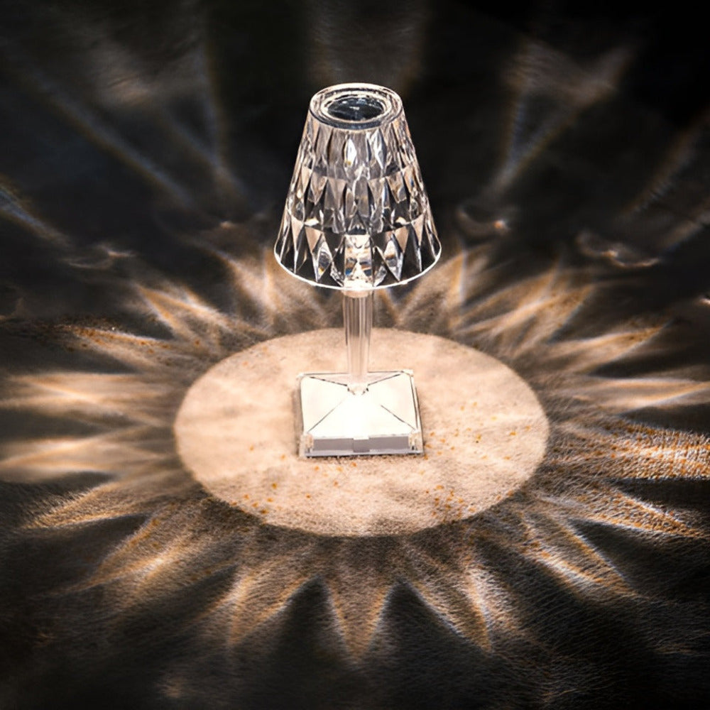CrystalGlow - Lampe de bureau LED avec projection de cristal Lampe de nuit