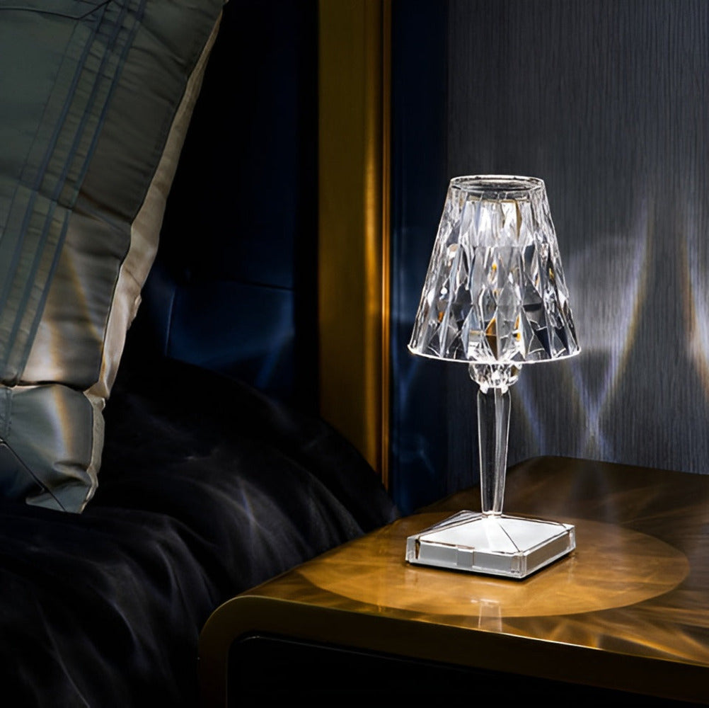 CrystalGlow - Lampe de bureau LED avec projection de cristal Lampe de nuit