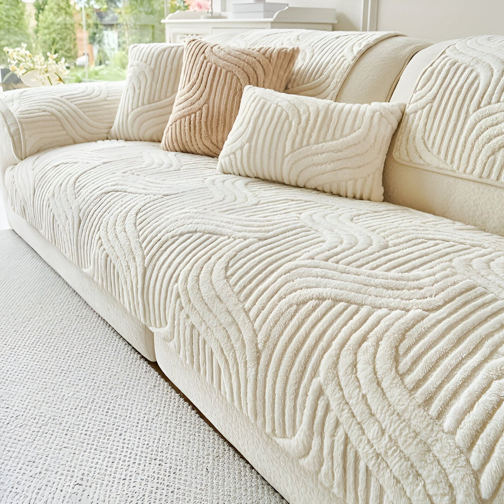 Housse de canapé en velours antidérapante – design doux et protecteur