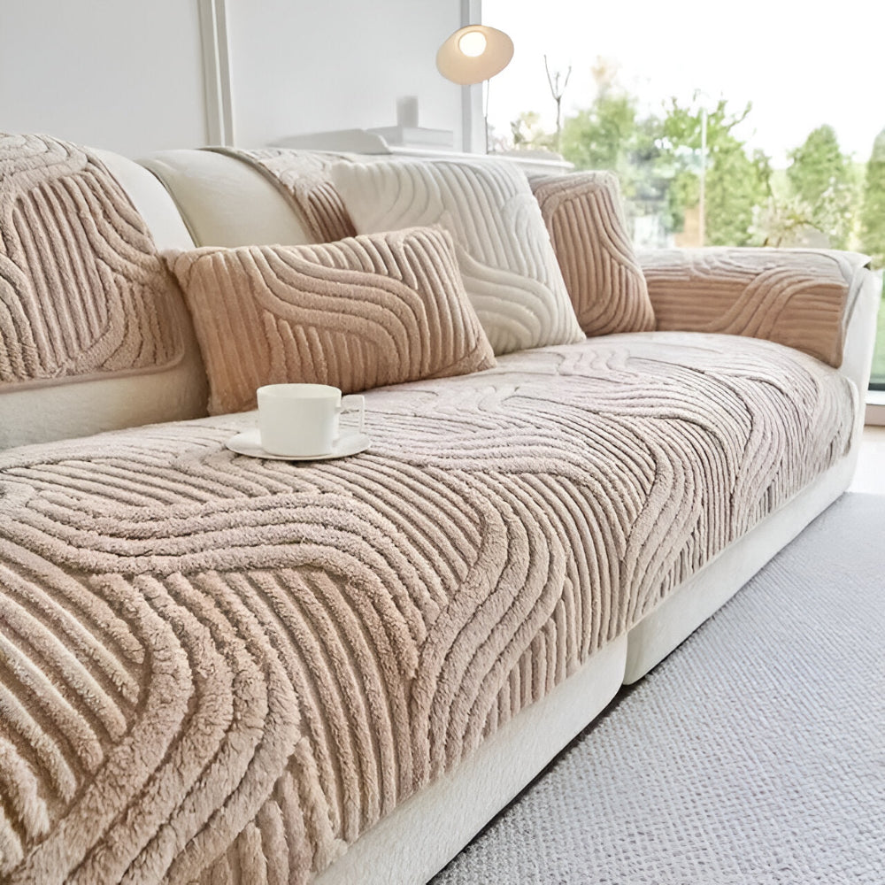 Housse de canapé en velours antidérapante – design doux et protecteur