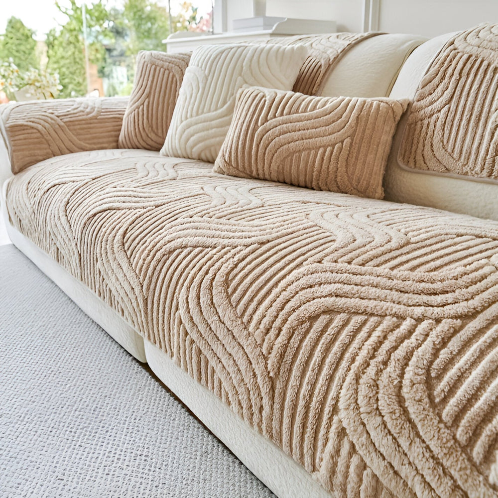 Housse de canapé en velours antidérapante – design doux et protecteur