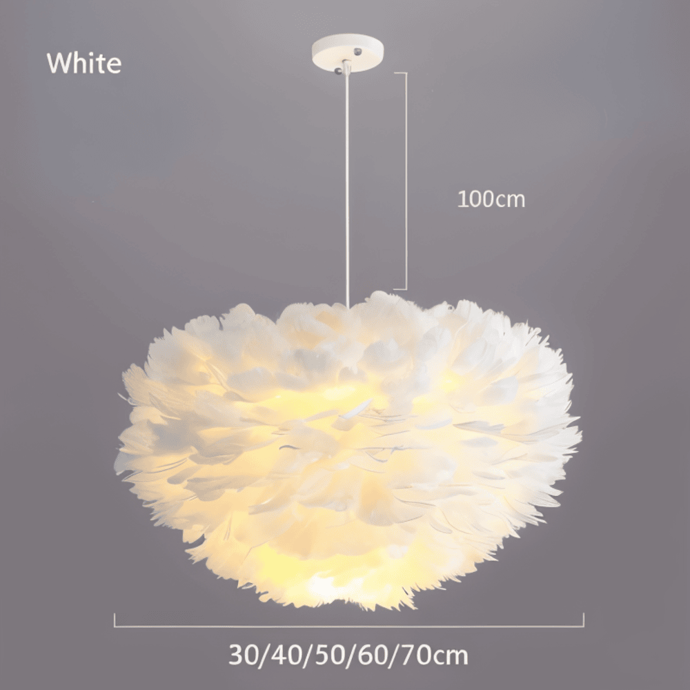 Lampe suspendue en plumes faite à la main – lampe de plafond réglable au design élégant