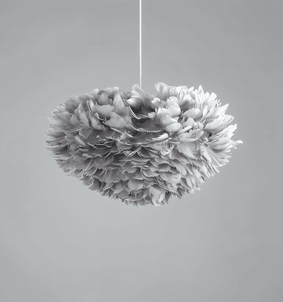 Lampe suspendue en plumes faite à la main – lampe de plafond réglable au design élégant