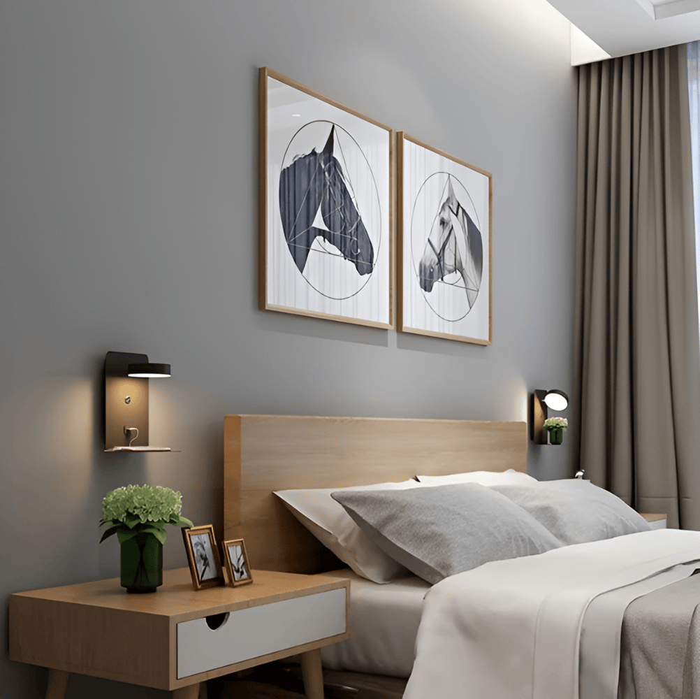 Lampe murale LED en aluminium avec étagère et USB – lampe de lit dimmable