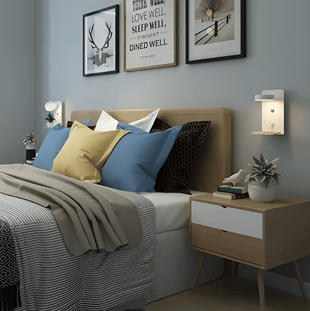 Lampe murale LED en aluminium avec étagère et USB – lampe de lit dimmable