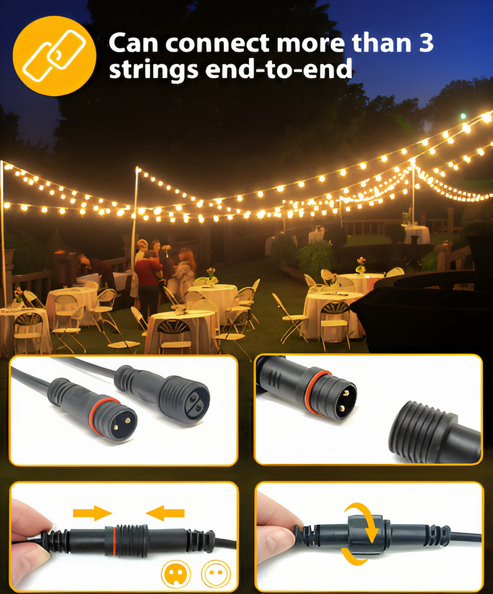 Guirlande lumineuse extérieure avec ampoules globe G40 pour terrasse et jardin