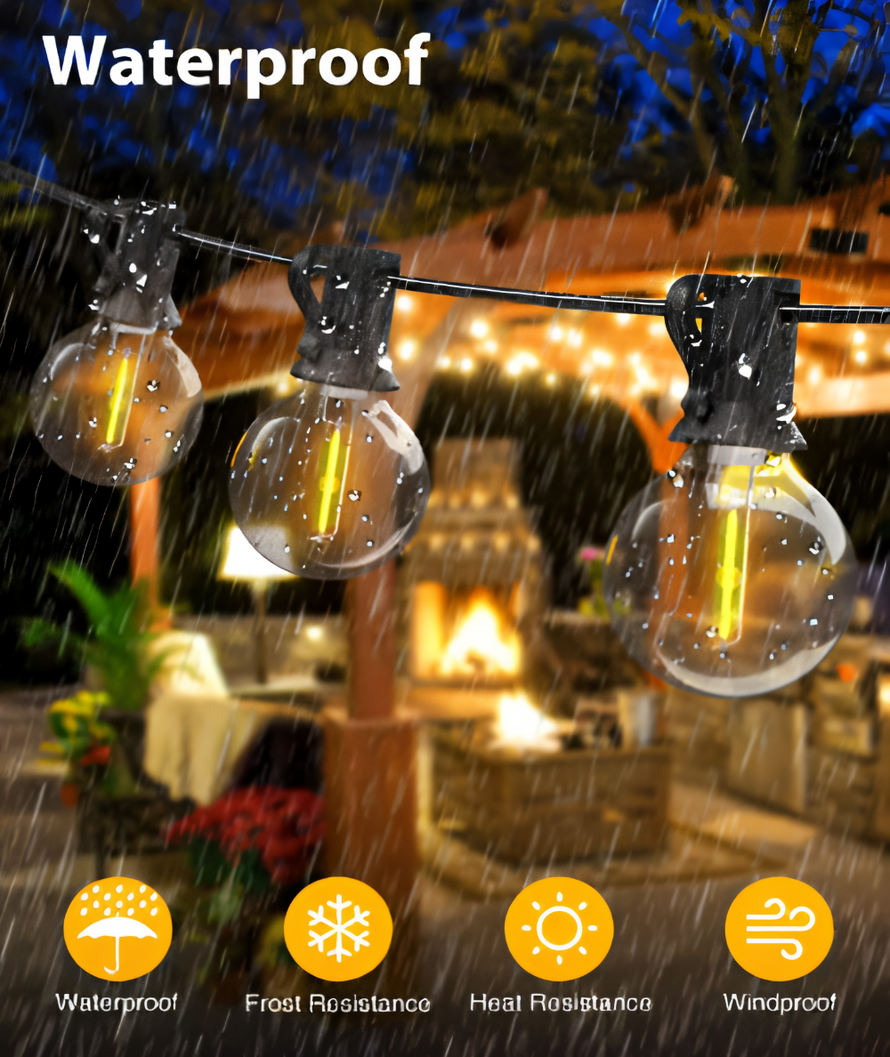 ElectriBulb Guirlande Luminaires - Éclairage Extérieur Globe G40 - IP44 & Résistant aux Chocs Éclairage de Jardin