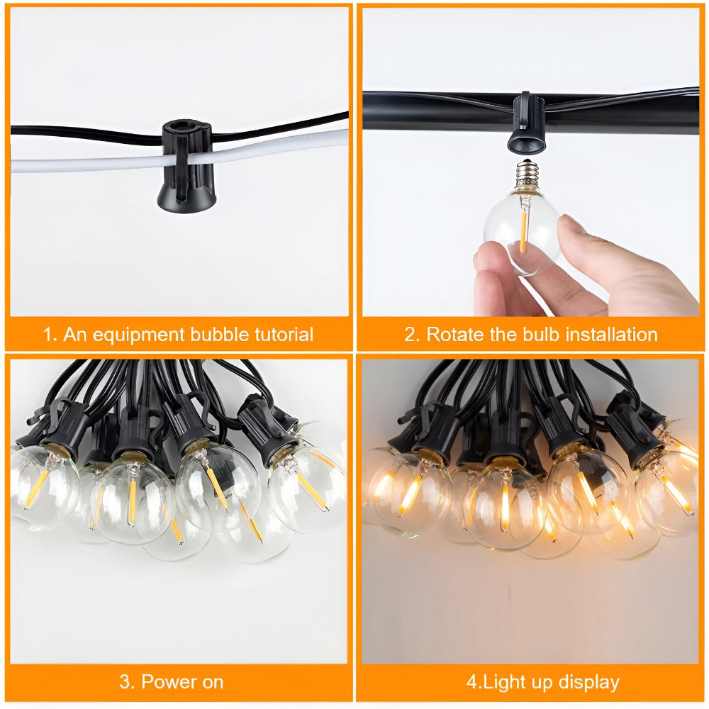 Guirlande lumineuse extérieure avec ampoules globe G40 pour terrasse et jardin