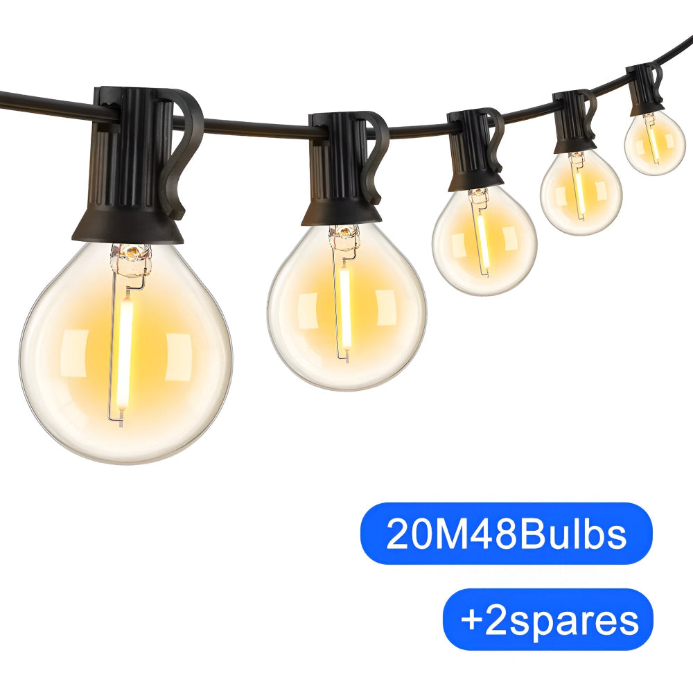 Guirlande lumineuse extérieure avec ampoules globe G40 pour terrasse et jardin
