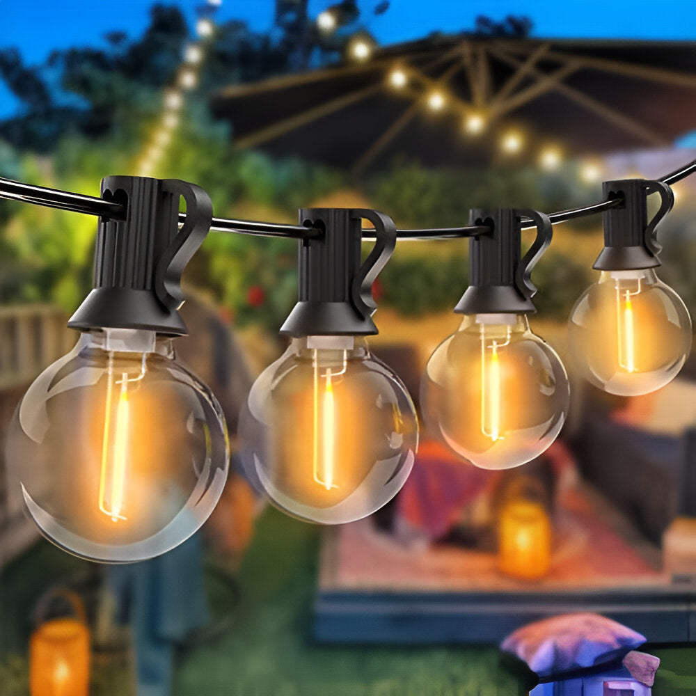 Guirlande lumineuse extérieure avec ampoules globe G40 pour terrasse et jardin