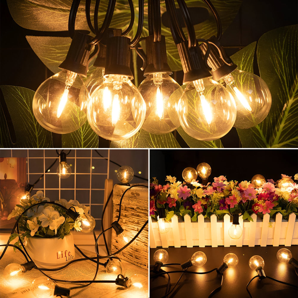 Guirlande lumineuse extérieure avec ampoules globe G40 pour terrasse et jardin