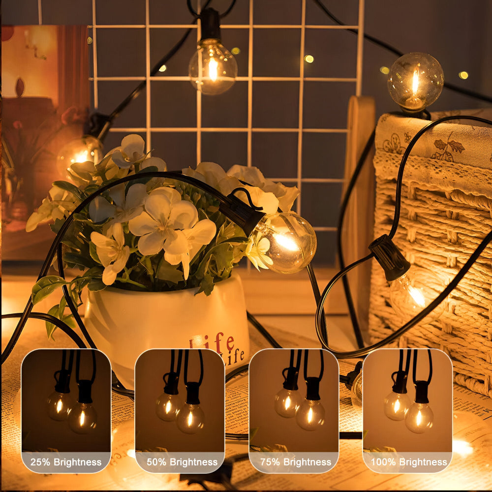 Guirlande lumineuse extérieure avec ampoules globe G40 pour terrasse et jardin
