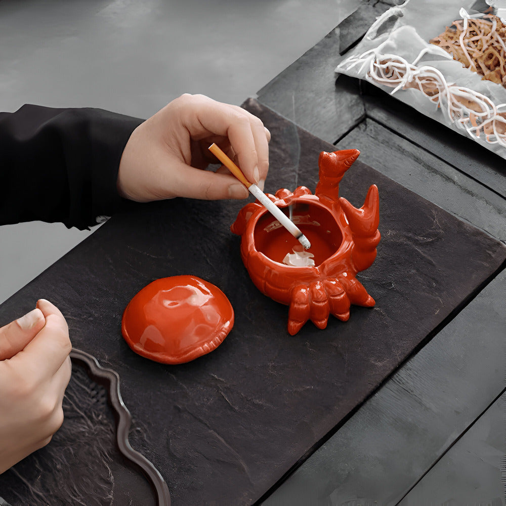 Cendrier Élégant Design Orange Krabba - Accessoire de Fumeur de Style Oriental